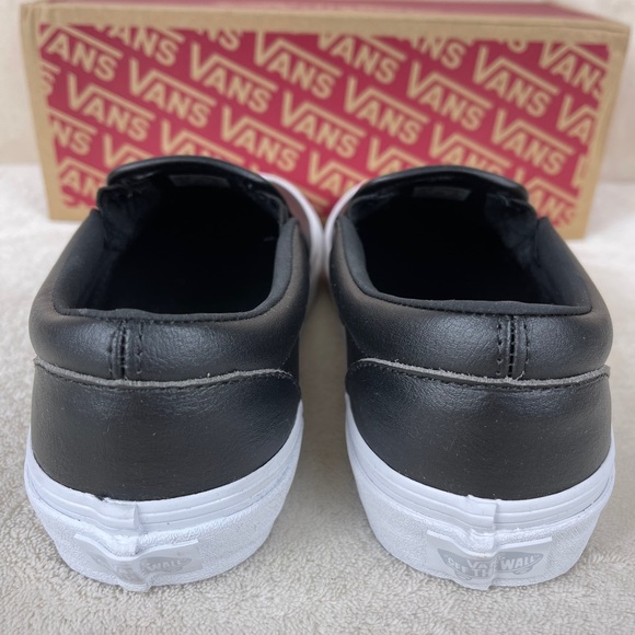 VANS Classic Slip On Black White Leather Old Skool - Picture 6 of 7